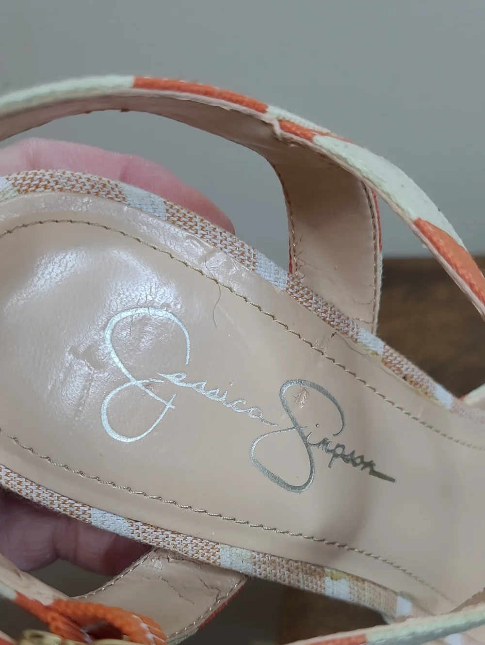 Jessica Simpson PAPAYA Orange & Cream Sundown Yacht Striped Platform Heels (9)